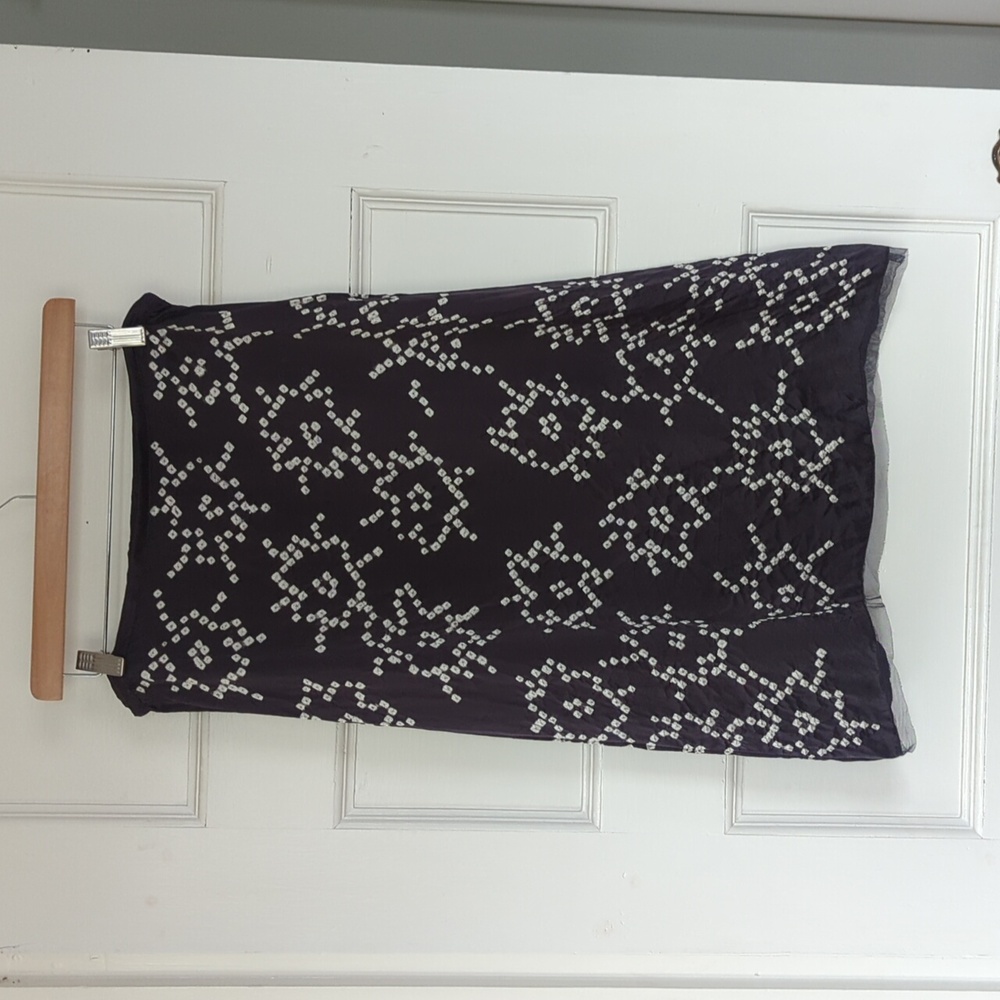 Black silk midi slip skirt